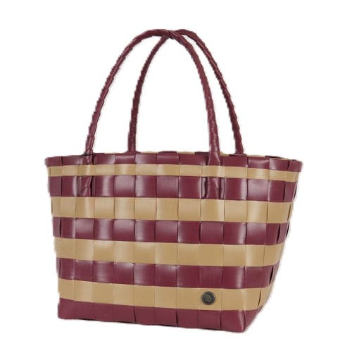 Shop Handed By Paris Spirit Recycled Tote Bags In Wineberry Red/khaki