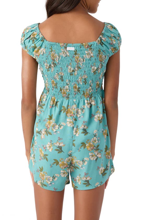 Shop O'neill Kids' Floral Smocked Romper In Canton