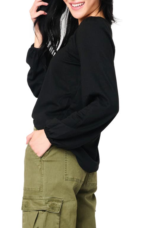 Shop Gibsonlook Blouson Sleeve V-neck Sweater In Black