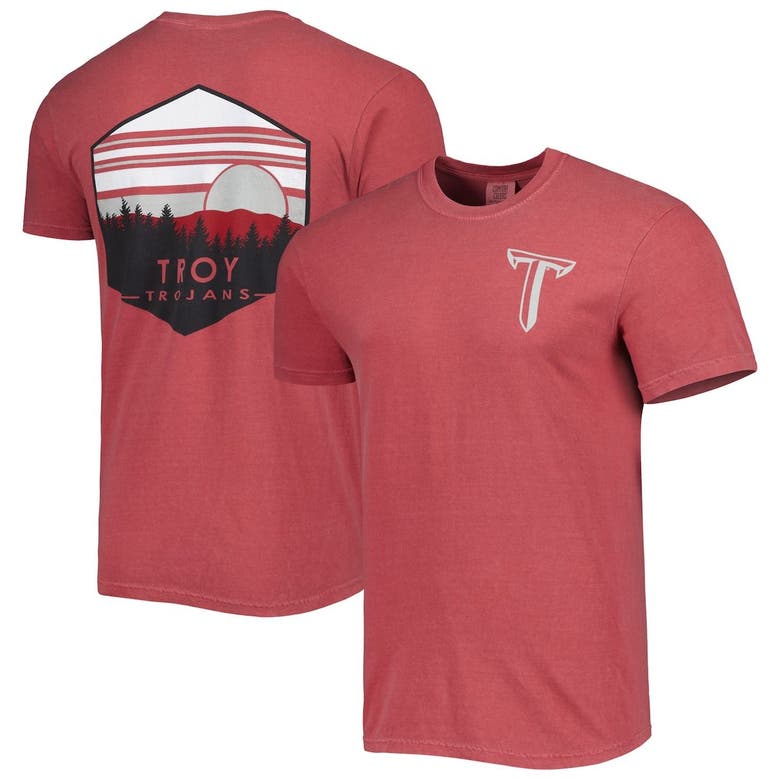 Shop Image One Crimson Troy University Trojans Landscape Shield T-shirt