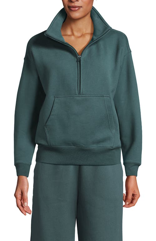 Shop Lands' End Serious Sweats Relaxed Long Sleeve Half Zip Sweatshirt In Tourmaline