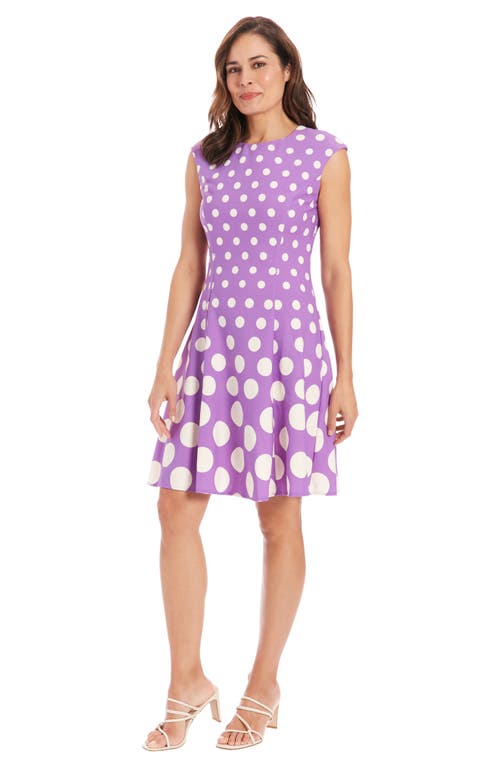 Shop London Times Dot Fit & Flare Dress In Lilac/ivory