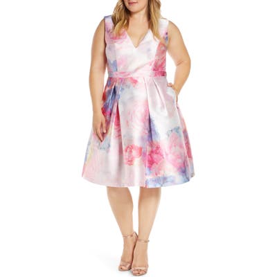 Plus Size Chi Chi London Curve Ohanna Fit & Flare Dress, White
