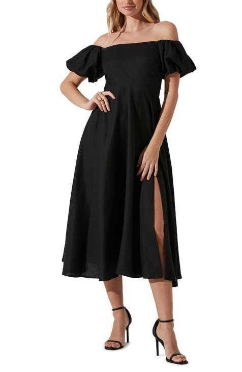 Black Off Shoulder Peplum Pencil Dress, Cute Work Dress, Black Cocktail  Dress