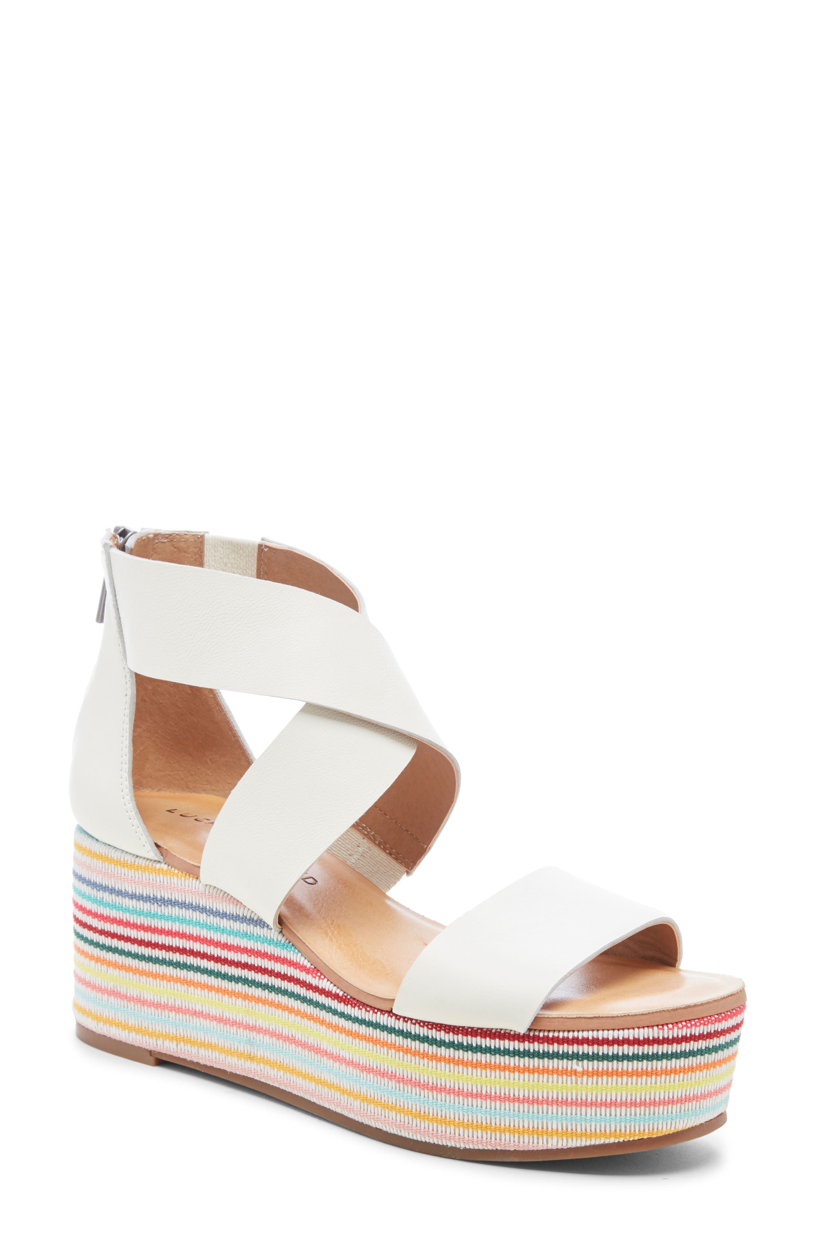 Lucky Brand Gwindolin Platform Wedge Sandal- White
