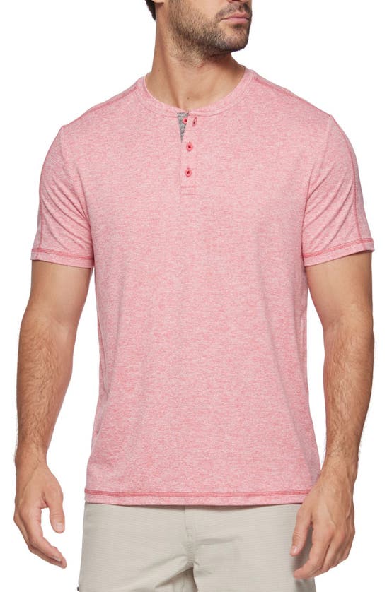 Flag And Anthem Marled Short Sleeve Performance Henley In Red Heather