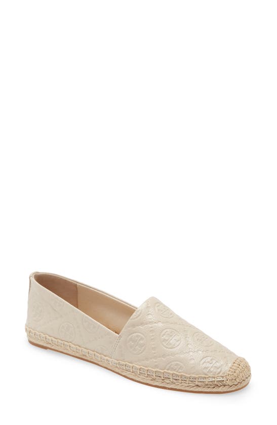 Shop Tory Burch T Monogram Espadrille Flat In New Cream Leather