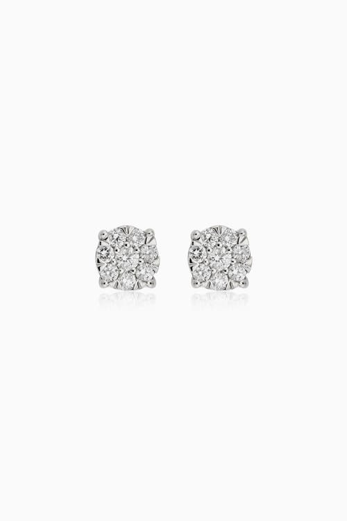 Oradina 14k Gold Blossom Diamond Studs In White Gold - Diamonds