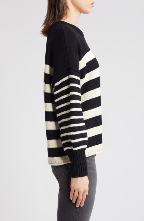 Shop Madewell Conway Mixed Stripe Pullover In True Black