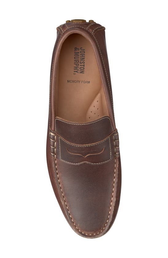 Shop Johnston & Murphy Athens Penny Driving Loafer In Brown Full Grain