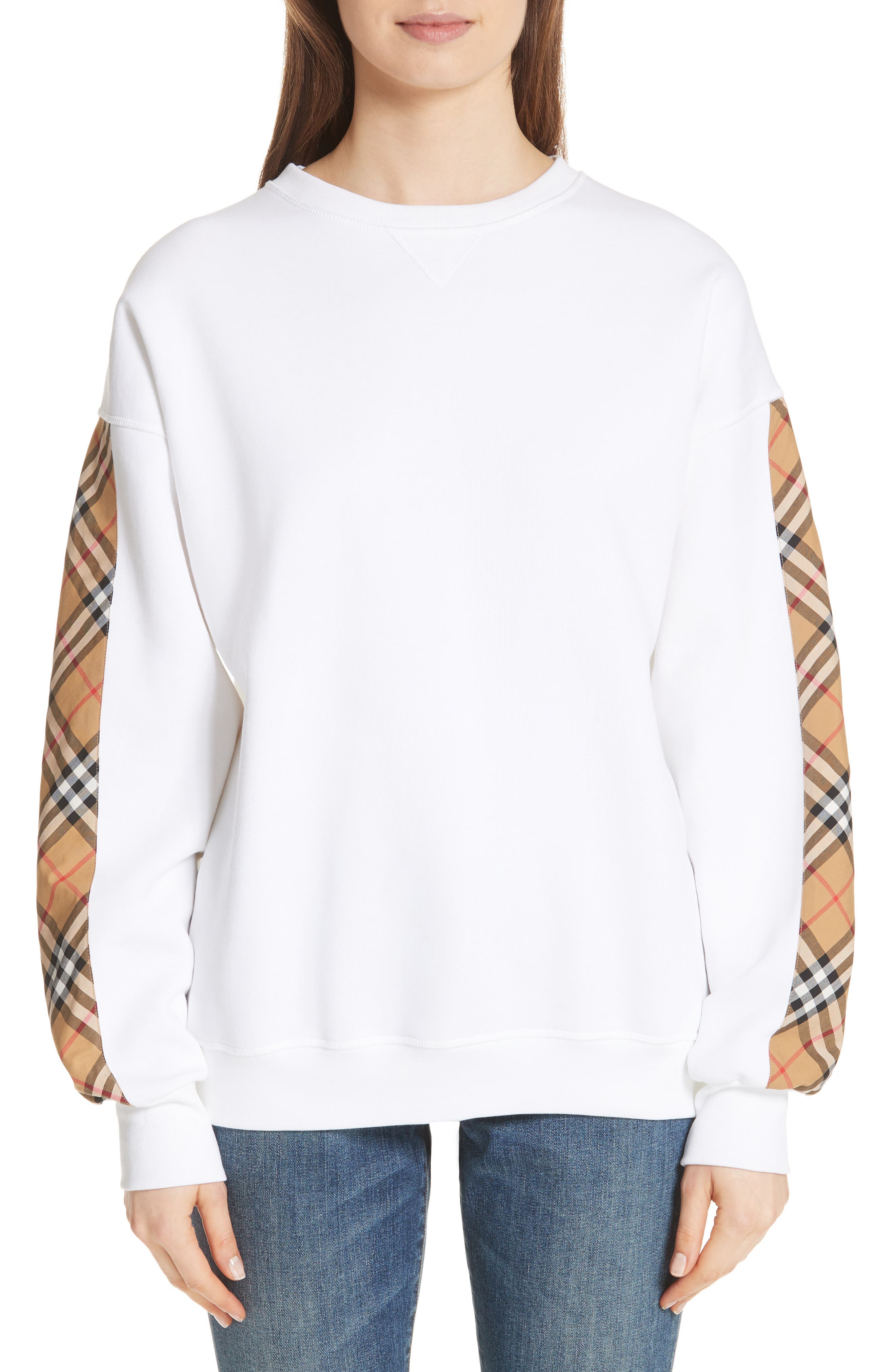 bronx check sleeve sweatshirt