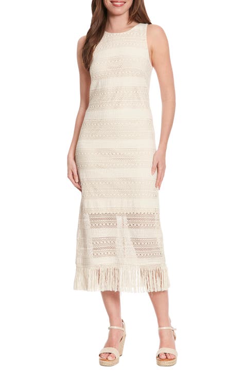 Fringe Sleeveless Crochet Midi Dress