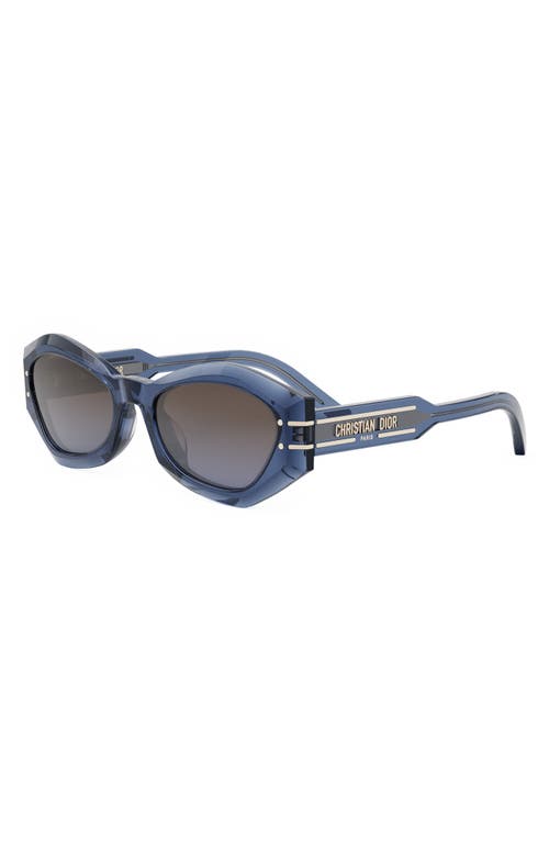 Shop Dior 'signature B1u 55mm Butterfly Sunglasses In Shiny Blue/gradient Bordeaux