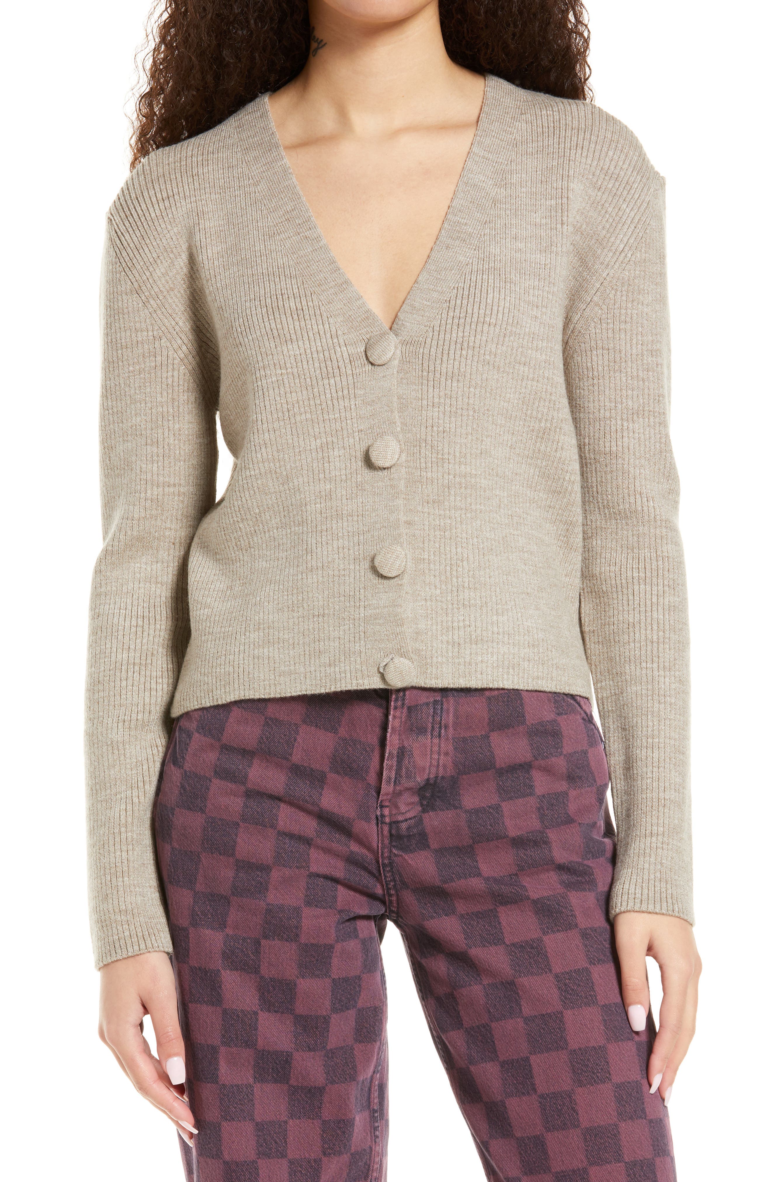 topshop crew neck cardigan in ivory