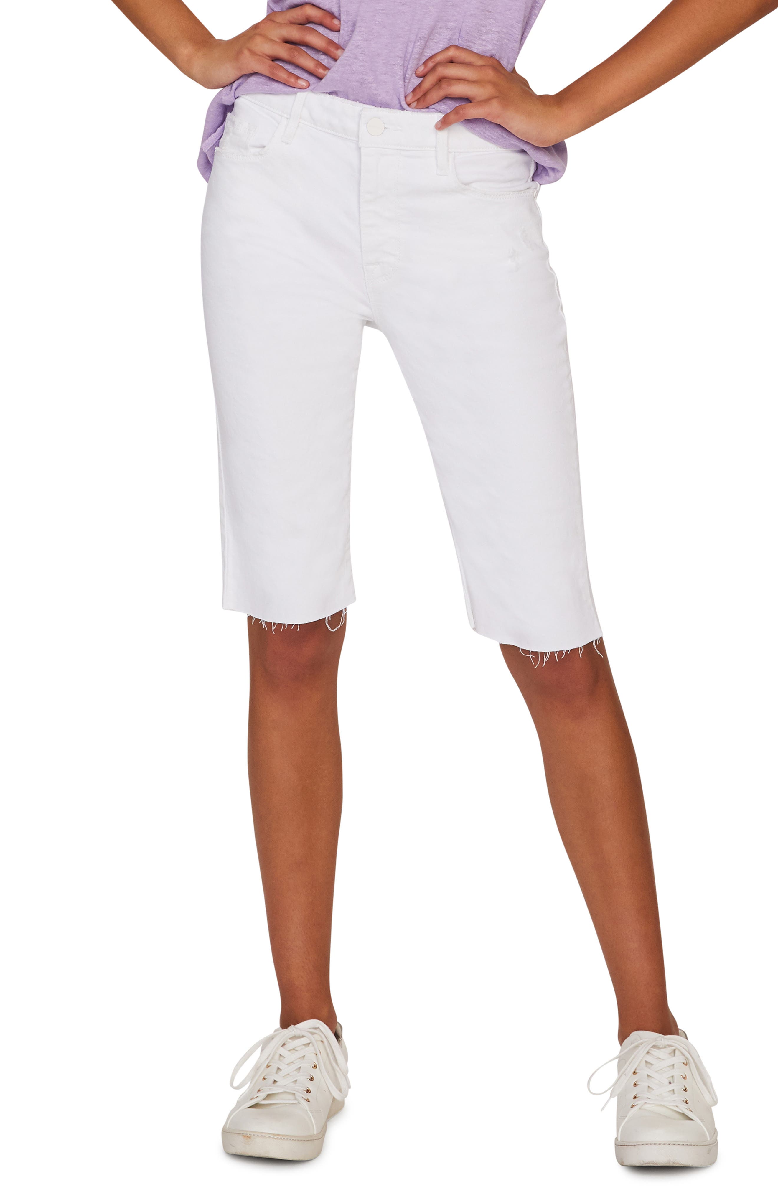 white denim bermuda shorts