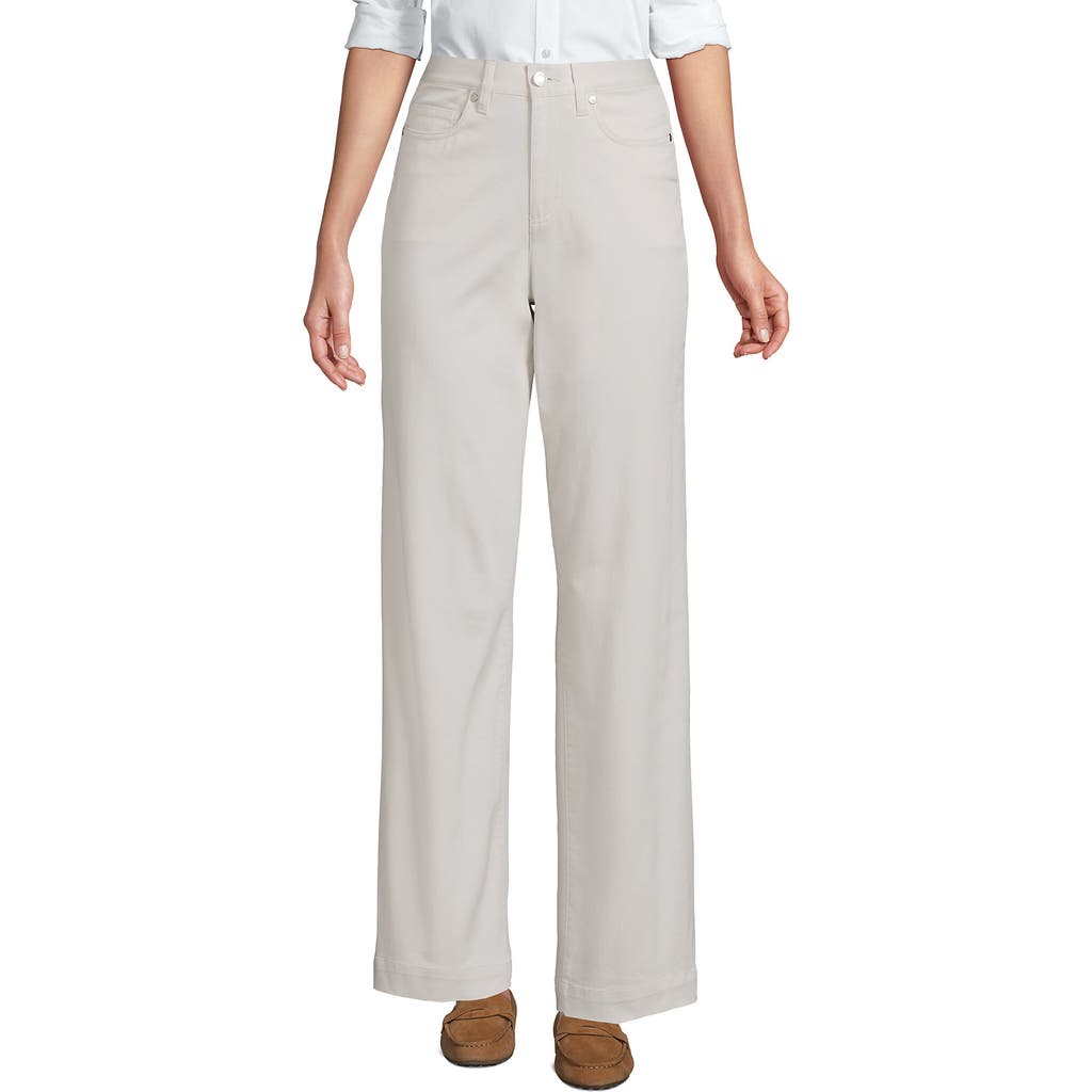 Lands' End High Rise 5 Pocket Wide Leg Chino Pants In Light Stone