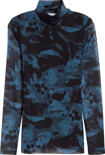 Ganni Women's Floral Long Sleeve Top in Corydalis buy Blue at Nordstrom, Size 6 Us