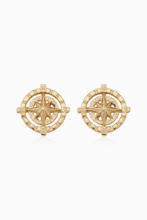 Shop Oradina 14k Yellow Gold Compass Rose Studs