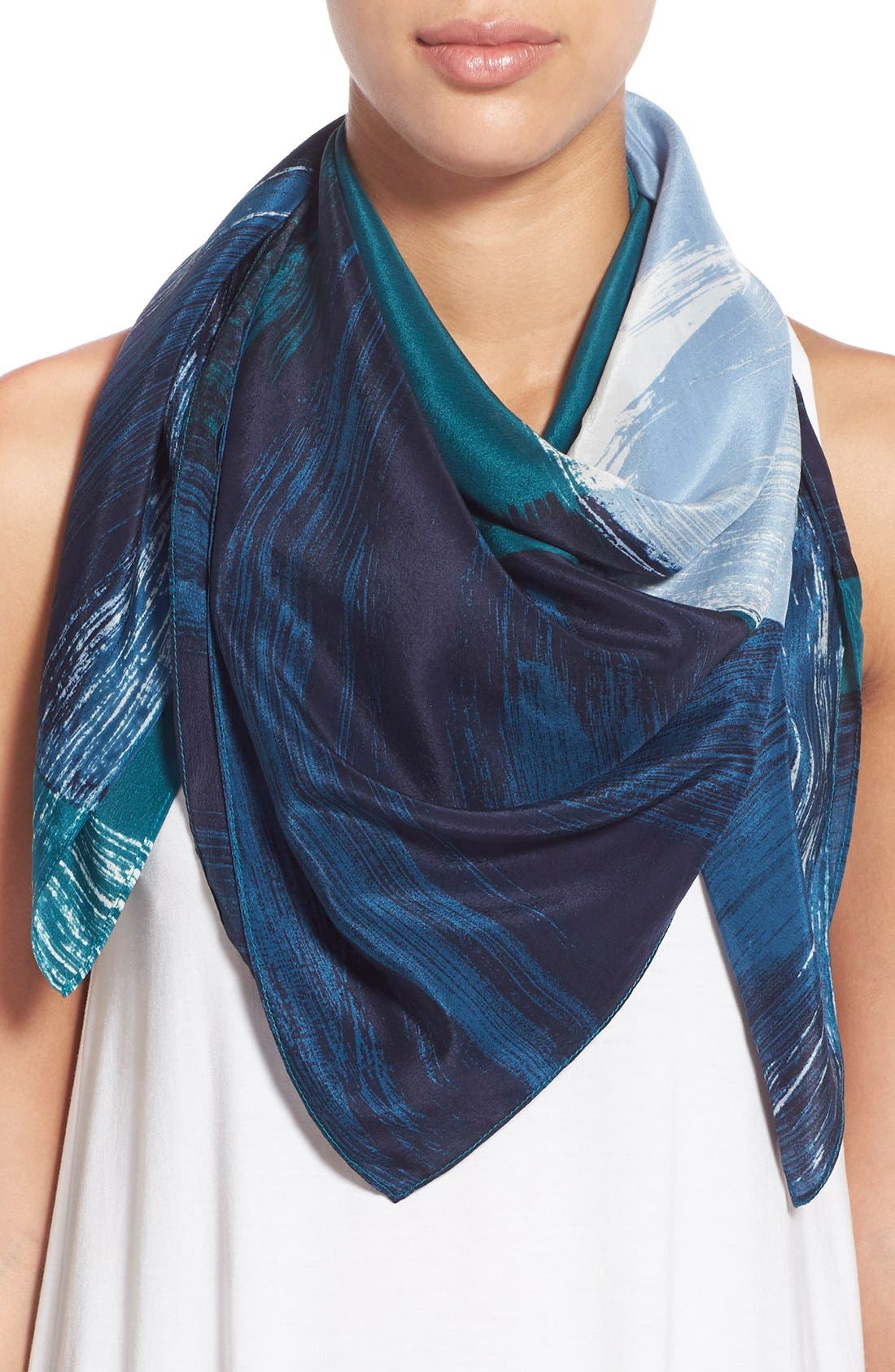 Halogen® Brushstroke Print Square Silk Scarf Nordstrom