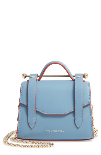 Click to view more detailed imagery on our partner's website Strathberry Micro Allegro Calfskin Leather Tote In Alice Blue