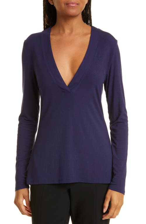 CAPSULE 121 The Adhara Plunge Neck Knit Top in Navy