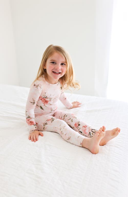 Shop Posh Peanut Kids' Vintage Rose Fitted Two-piece Pajamas In Pink