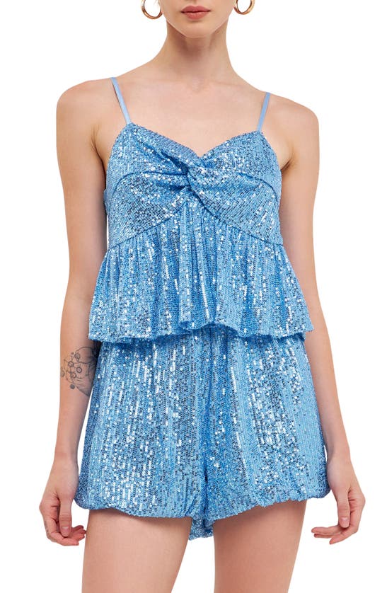 Endless Rose Sequins Tank Top In Blue