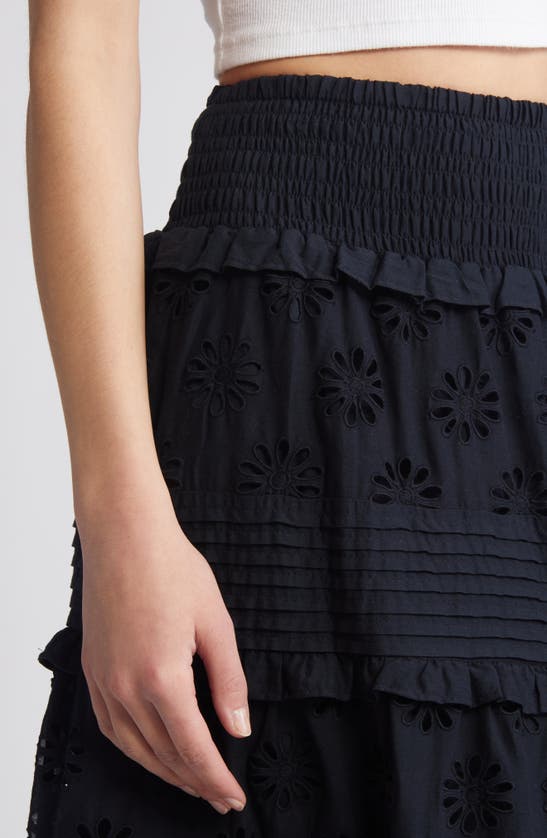 Shop Rails Gail Tiered Cotton Eyelet Skirt In Black