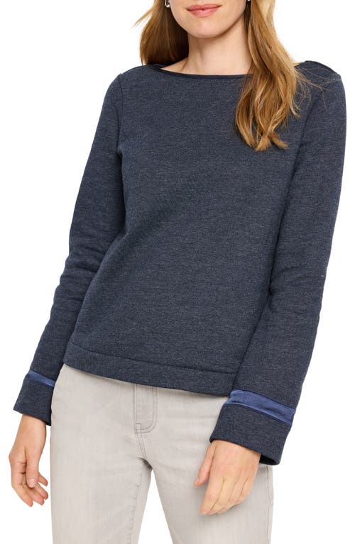 Nzt By Nic+zoe Lounge Around Ribbon Accent Knit Top In Dark Indigo