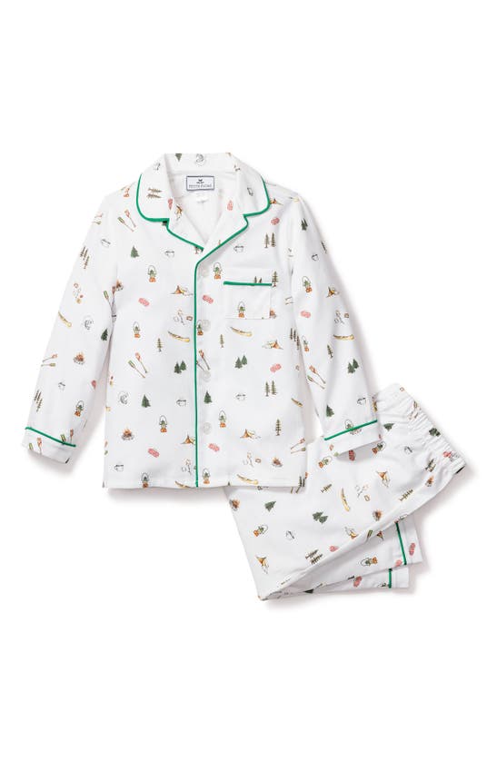 Shop Petite Plume Kids' Camping Print Two-piece Pajamas In White