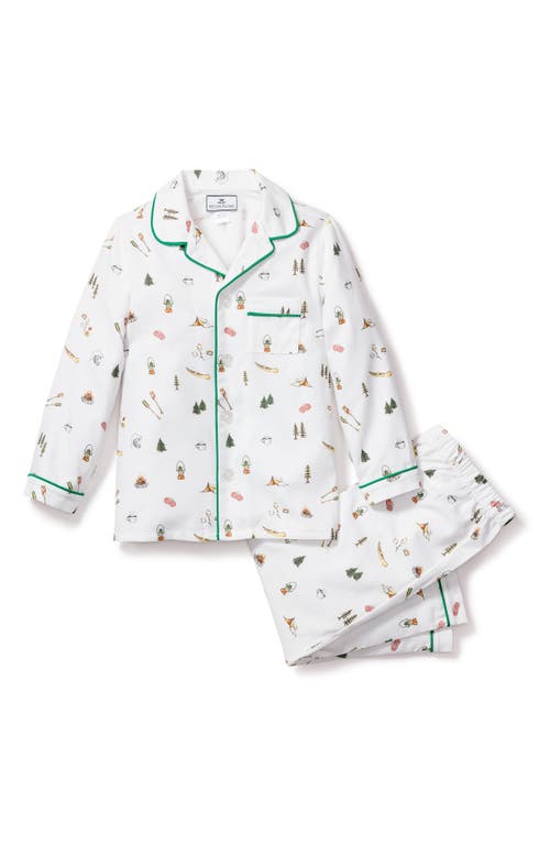 Petite Plume Kids' Camping Print Two-Piece Pajamas White at Nordstrom,