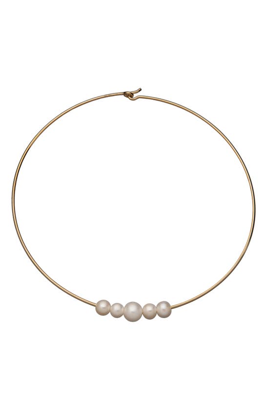 Shop Jennifer Zeuner Noelle Imitation Pearl Choker Necklace In 14k Yellow Gold Plated Silver