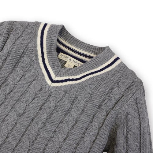 Shop Hope & Henry Boys' V-neck Cricket Sweater, Kids In Dark Gray Heather Cable