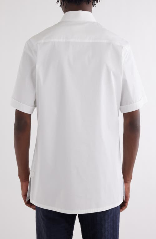 Givenchy Military Short Sleeve Cotton Blend Button-up Shirt In White