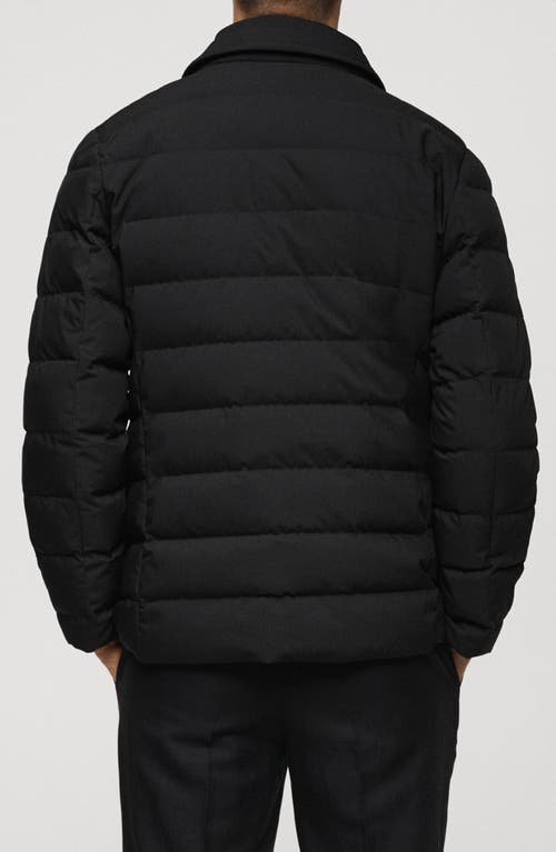 Shop Mango Water Repellent & Windproof Down & Feather Puffer Jacket With Removable Zip Bib In Black