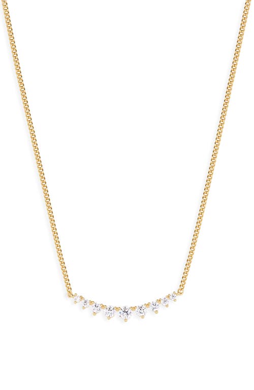 Nordstrom Cubic Zirconia Curb Chain Necklace in Clear- Gold