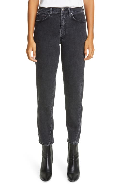 TOTEME Twisted Seam High Waist Straight Leg Crop Jeans Grey Wash at Nordstrom,