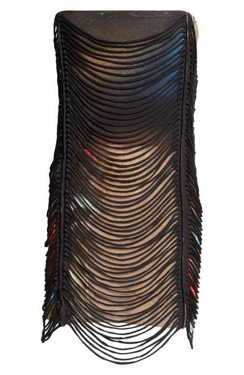 Shop Jean Paul Gaultier X Shayne Oliver Slashing City Print Strapless Minidress In Brown/green/blue