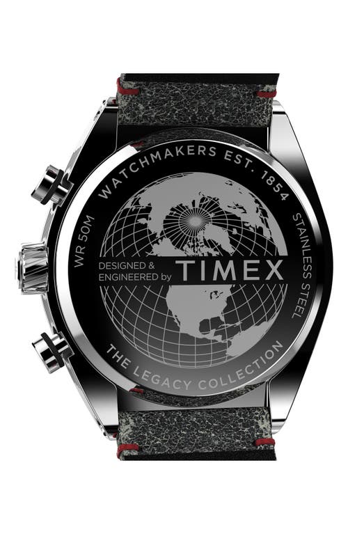 Timex ® Legacy Tonneau Chronograph Leather Strap Watch, 42mm In Black