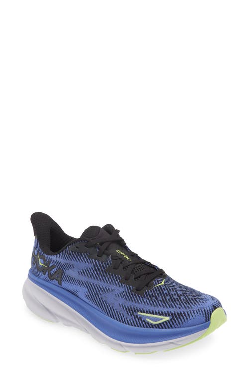 Hoka Clifton 9 Running Shoe In Black/stellar Blue