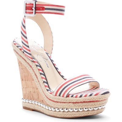 Jessica Simpson Alinda Embellished Wedge Sandal, Red