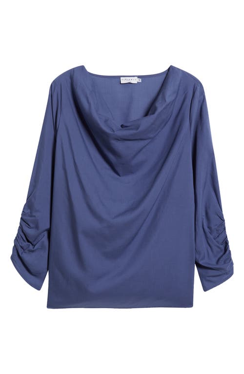 Shop Harshman Dania Ruched Draped Neck Top In Rhythm Blue