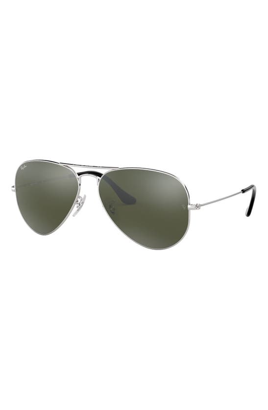 Ray Ban 3025 58mm Classic Aviator Sunglasses In Silver