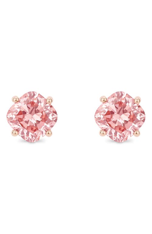 1.5-Carat Lab Grown Diamond Solitaire Cushion Stud Earrings in Pink/14K Rose Gold