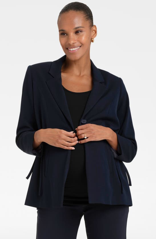 Shop Seraphine Tailored Maternity Blazer In Navy