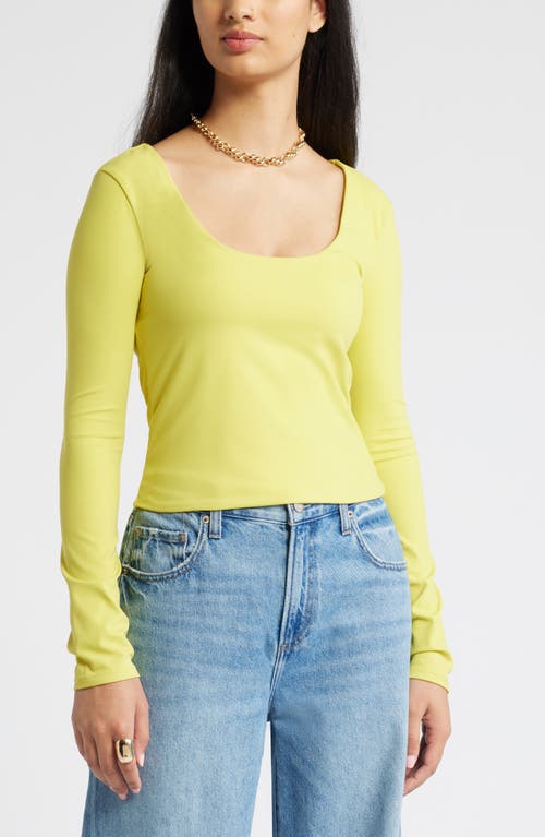 Open Edit Smooth Edit Scoop Neck Top In Yellow Celery