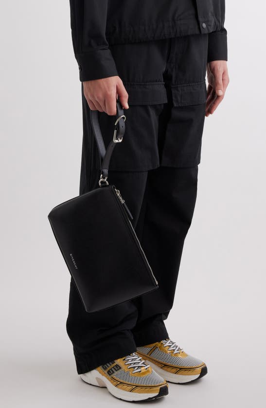 Shop Givenchy Voyou Leather Zip Pouch In Black