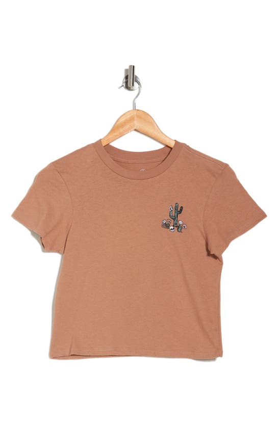 Shop Volcom Kindness Crop Cotton Graphic Baby T-shirt In Vintage Brown
