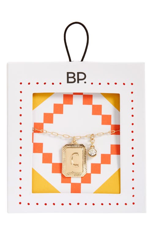 BP. Initial Plaque Pendant Necklace in C- Clear- Gold