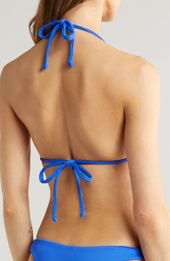Shop Kulani Kinis Ribbed Triangle Bikini Top In Ocean Blue